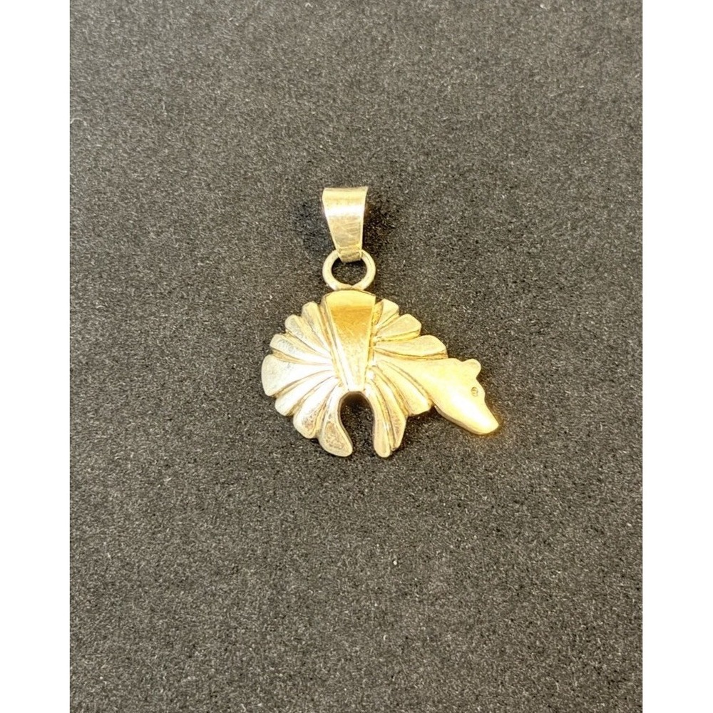VINTAGE EH ERVIN HOSKIE 14K GOLD & STERLING SILVER NAVAJO FETISH BEAR PENDANT - Picture 2 of 5